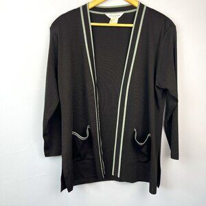Exclusively Misook Black Long Sleeve‎ Open Front Cardigan Size LP